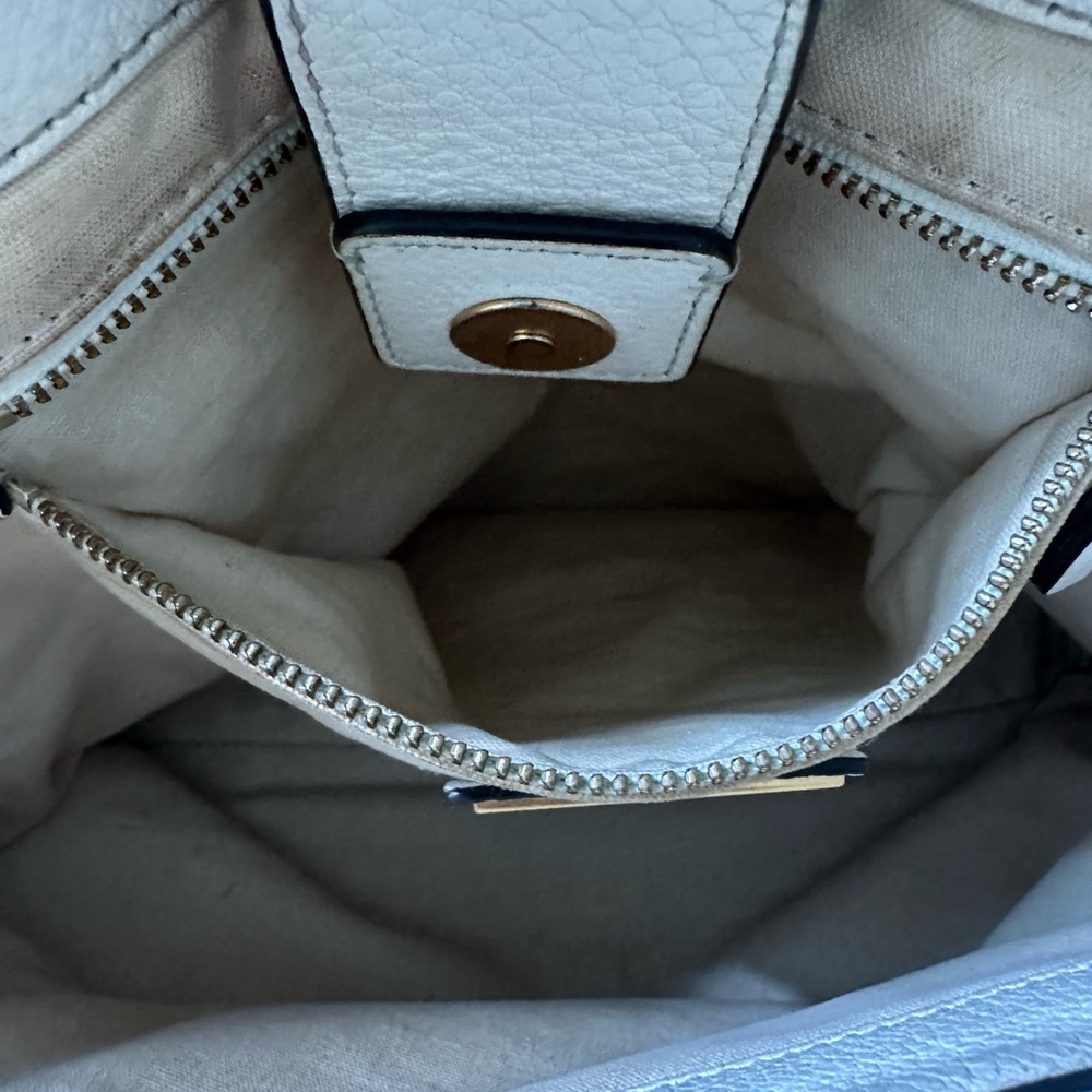 Tory Burch Chelsea Pebble Leather Slouchy Tote Shoulder Bag in Ivory - Picture 9 of 12
